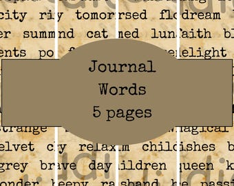 Journal Words Ephemera: Inspirational Collage Art (5 Pages)