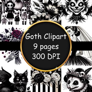 Goth Images, digital download, Dark Academia Junk Journals, Altered Art, Artist trading cards, Mixed Media,