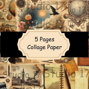 Vintage Style Collage Paper: Junk Journal Ephemera (Digital Download)