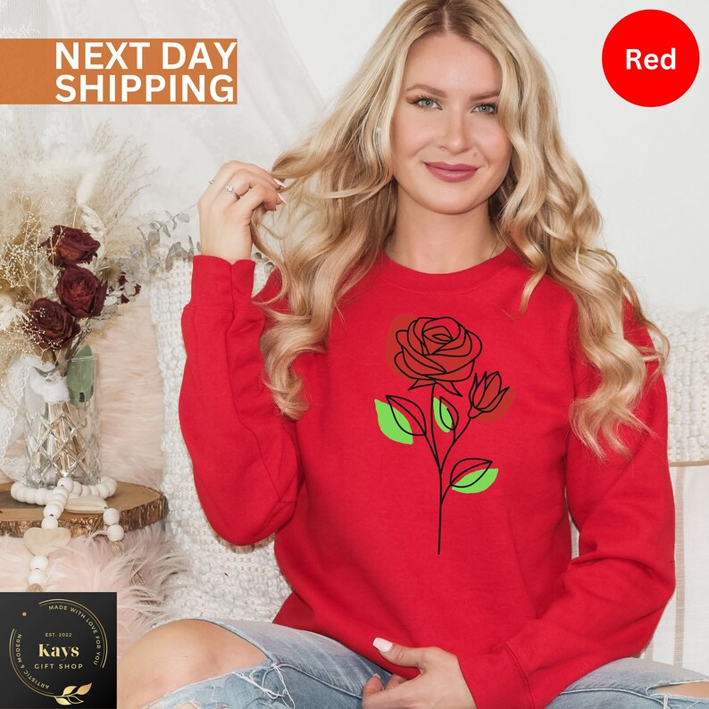 Wild Rose Flower Sweatshirt,botanical Sweatshirt,flower Sweat,wild Rose