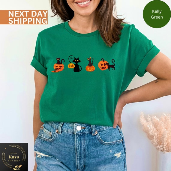 Halloween T-shirt,Cat t-shirt,Halloween cat T-shirt,Ghost cat shirt,Cat lover shirt,Thanksgiving shirt, Cool fall cat tee,Black cat shirt