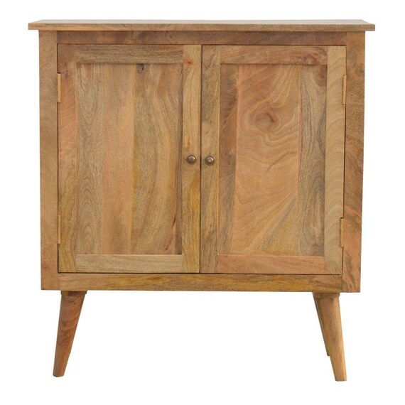 Solid Wood With Shelf and Doors Oak Finish Storage Etsy UK