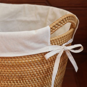 Handmade round laundry hamper storage basket home decor, Rattan Laundry Basket, for Home Cloth Bathroom Living Room Storage Housewarming image 3