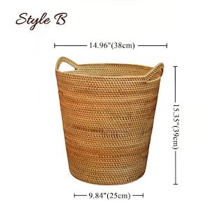 Handmade round laundry hamper storage basket home decor, Rattan Laundry Basket, for Home Cloth Bathroom Living Room Storage Housewarming image 10