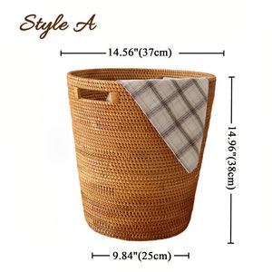 Handmade round laundry hamper storage basket home decor, Rattan Laundry Basket, for Home Cloth Bathroom Living Room Storage Housewarming image 9