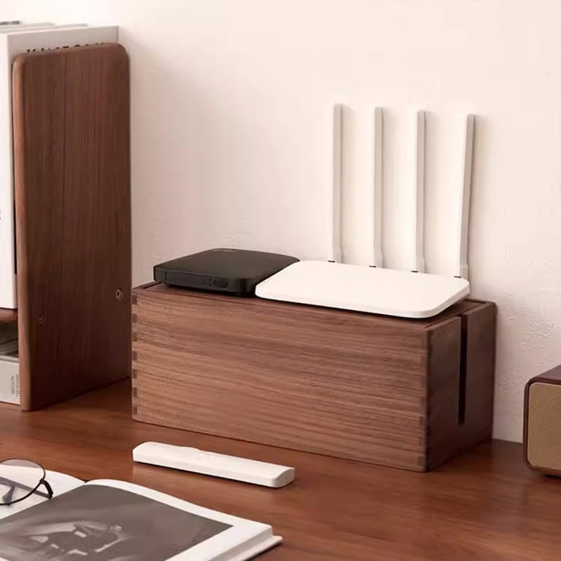 Walnut Wood Cable Box - Etsy