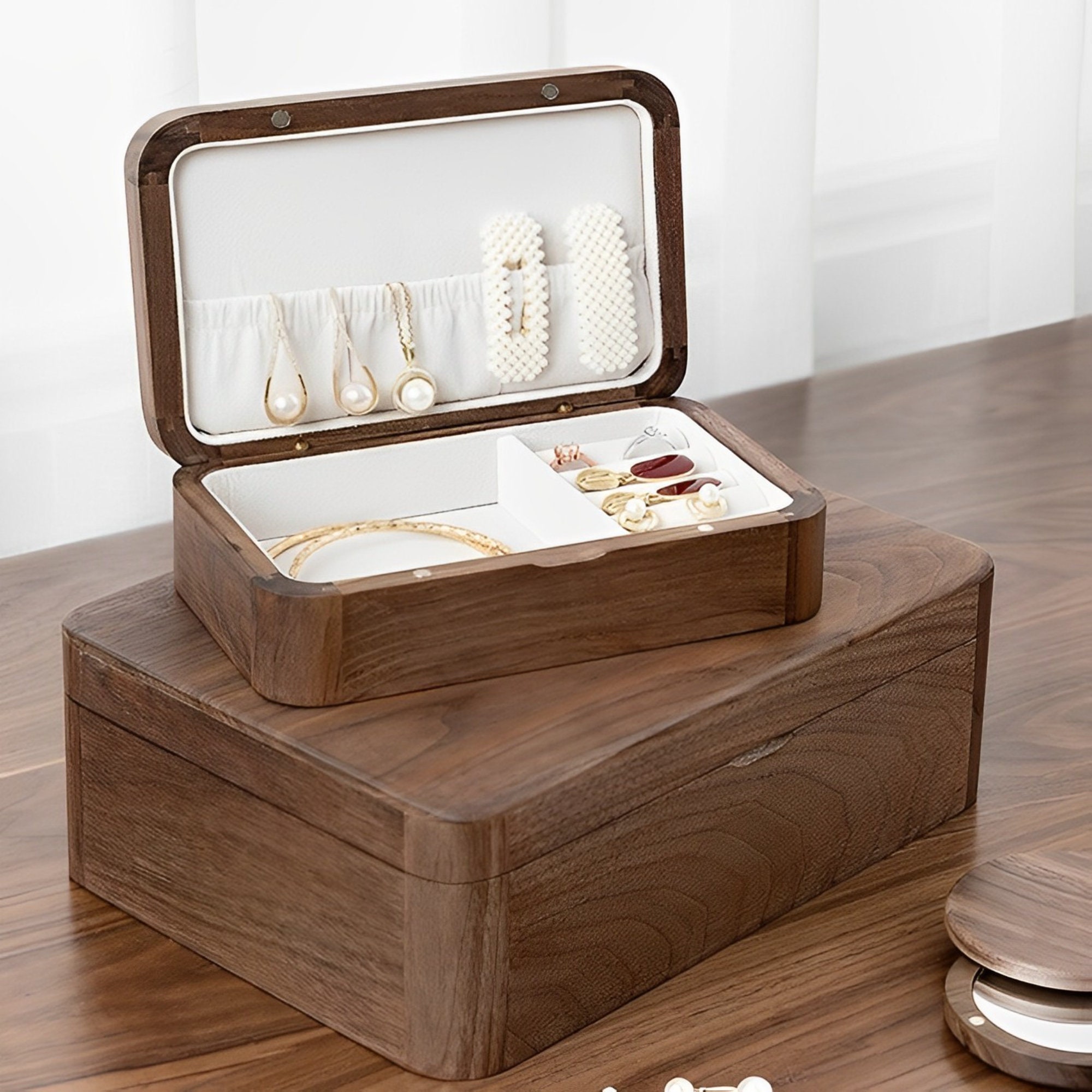 Personalized Solid Wood Jewelry Box Jewelry Case for Earring Etsy