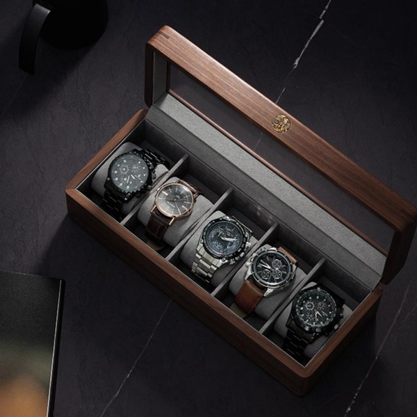 Individuelle Uhrenbox für Männer, bester gravierter Holz-Organizer für Schmuck und kleine Accessoires, personalisiertes Geschenk zum 10-jährigen Jubiläum für Ehemann