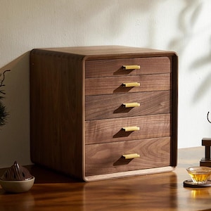 Personalized Solid Walnut Desktop Drawer Cabinet, Wooden Storage Box, Sundries Desk Organizer, Storage Cabinet, Household Desktop Drawers