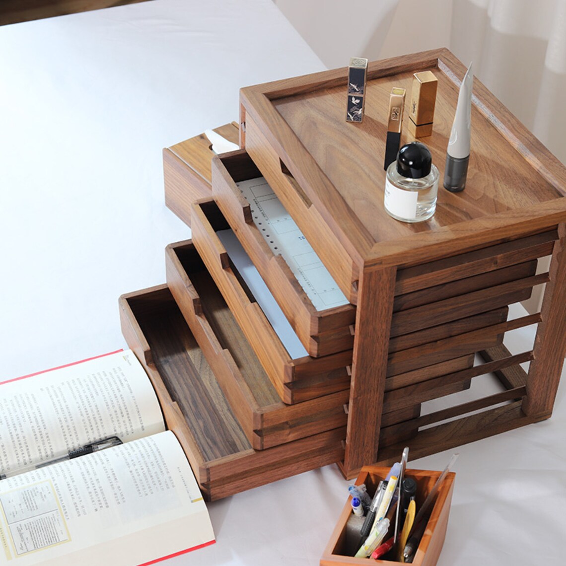 Solid Wooden Desktop Drawer Storage Box Desk Storage Etsy