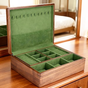 Große Einzigartige Deco Schmuckschatulle Holz Aufbewahrungsbox Funktionale Schmuckschatulle Rustikale Schmuckschatulle mit Schlüsseletui Organizer Geschenk
