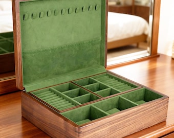 Große Einzigartige Deco Schmuckschatulle Holz Aufbewahrungsbox Funktionale Schmuckschatulle Rustikale Schmuckschatulle mit Schlüsseletui Organizer Geschenk