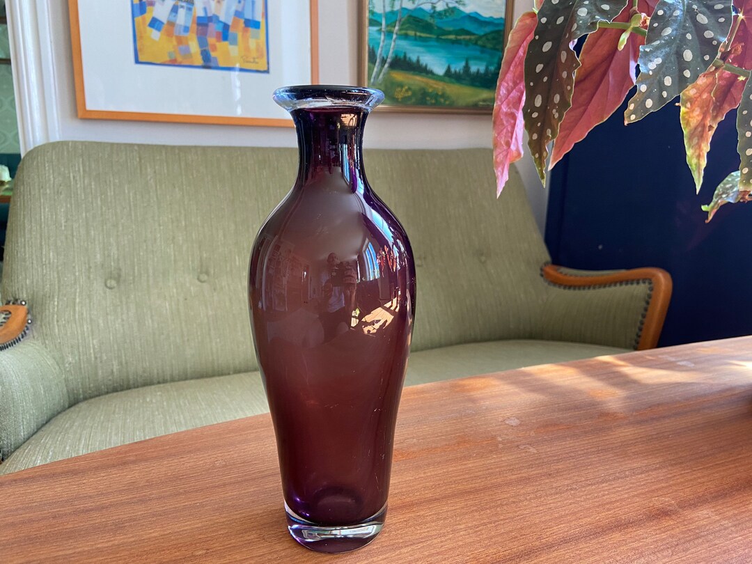 Swedish Vintage Big Purple Glass Vase Etsy