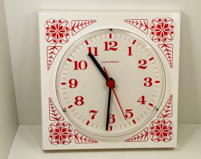 Western Germany Electronic plastic wall clock, Vintage