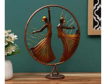 Muñeco bailando 3D multicolor en estatua de metal de anillo: una estatuilla impresionante para la decoración del hogar y la oficina: pieza de exhibición perfecta de artesanías indias