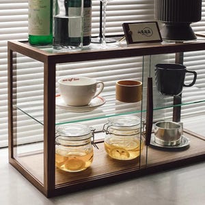 Rustic Wood & Glass Bread Box: Countertop Pastry Display Case