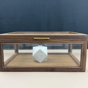 Walnut & Brass Display Case: Glass Dustproof Storage Box