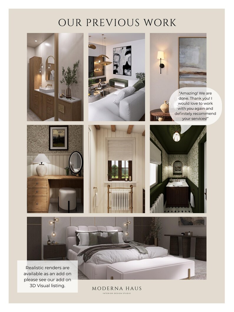 Virtual Interior Design Service - Custom 1 Room Design - Mood Boards, Floor Planning, 3D Drawings, Shopping List, Paint & Material Finishes image 2