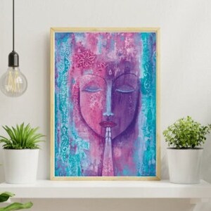 Meditation Wall Art, Spiritual Gift, Mindful Art, Inner Beauty Feminine Print, Praying Wall Art