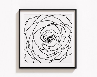 オリジナルアートワーク、バラのインクスケッチ、バラの絵、オリジナル