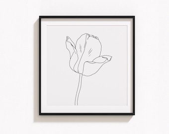 Tulipano fiore minimal line art stampabile, INSTANT DIGITAL DOWNLOADABLE stampa d'arte, home decor art stampabile, arredamento camera fiore poster art,