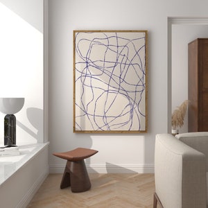 Abstract,modern contemporary line art for home & workplace, blue purple cream ink, wall gallery art, INSTANT DIGITAL DOWNLOAD printable