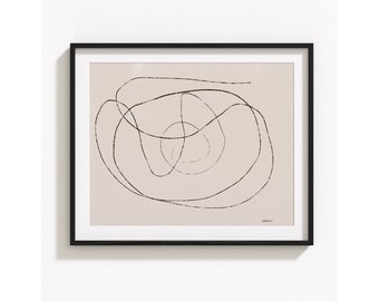 Abstract modern contemporary wall art, ideal for home & office decor, brown ink line art, INSTANT DIGITAL DOWNLOAD printable