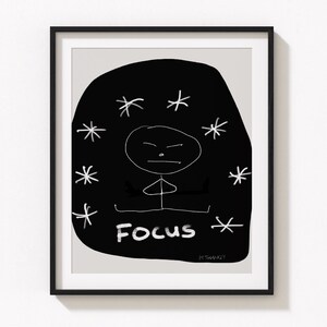 Promemoria di messa a fuoco ispiratore per l'arredamento dell'ufficio domestico, poster nero/grigio/beige, DOWNLOAD DIGITALE IMMEDIATO stampabile con parola d'arte murale