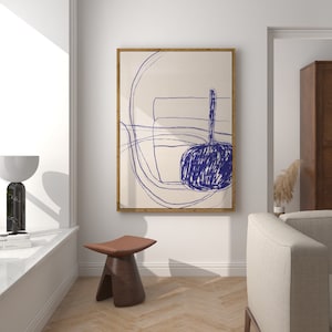 Abstract,modern contemporary vase, wall gallery art for home & workplace, blue purple ink charcoal,INSTANT DIGITAL DOWNLOAD printable