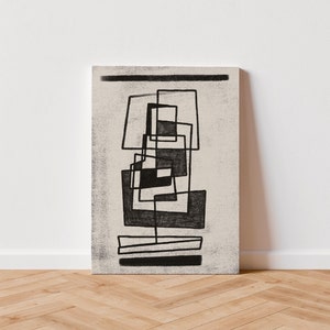 Geometrical abstract wall gallery art, cubic modern contemporary, home &workplace decor,Neutral cream black tones.INSTANT DIGITAL DOWNLOAD