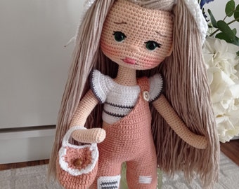 Amigurumi Baby, Girl Amigurumi, Organic Handmade Crochet, Knitted Doll Toys, Gift for Children, Healthy Toy
