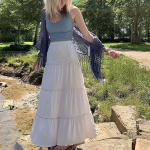 Bohemian White Solid Maxi Skirt | Bohemian Skirt | Summer Skirt | Maxi Skirt | Holiday Skirt | Fall Skirt | Vacation Skirt | White Skirt