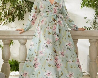 Plus Size Bohemian Floral Print Dress | Summer Dress | Holiday Dress | Plus Size Dresses | Floral Dresses | Vacation Dress | Plus Size Dress