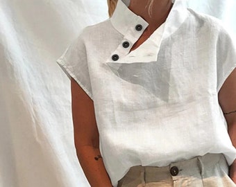 Classic Linen V-Neck Spring/Summer Blouse 2024 | Spring Blouse | Summer Blouse | Holiday Blouse | Casual Blouse | Boho Blouse | Linen Top