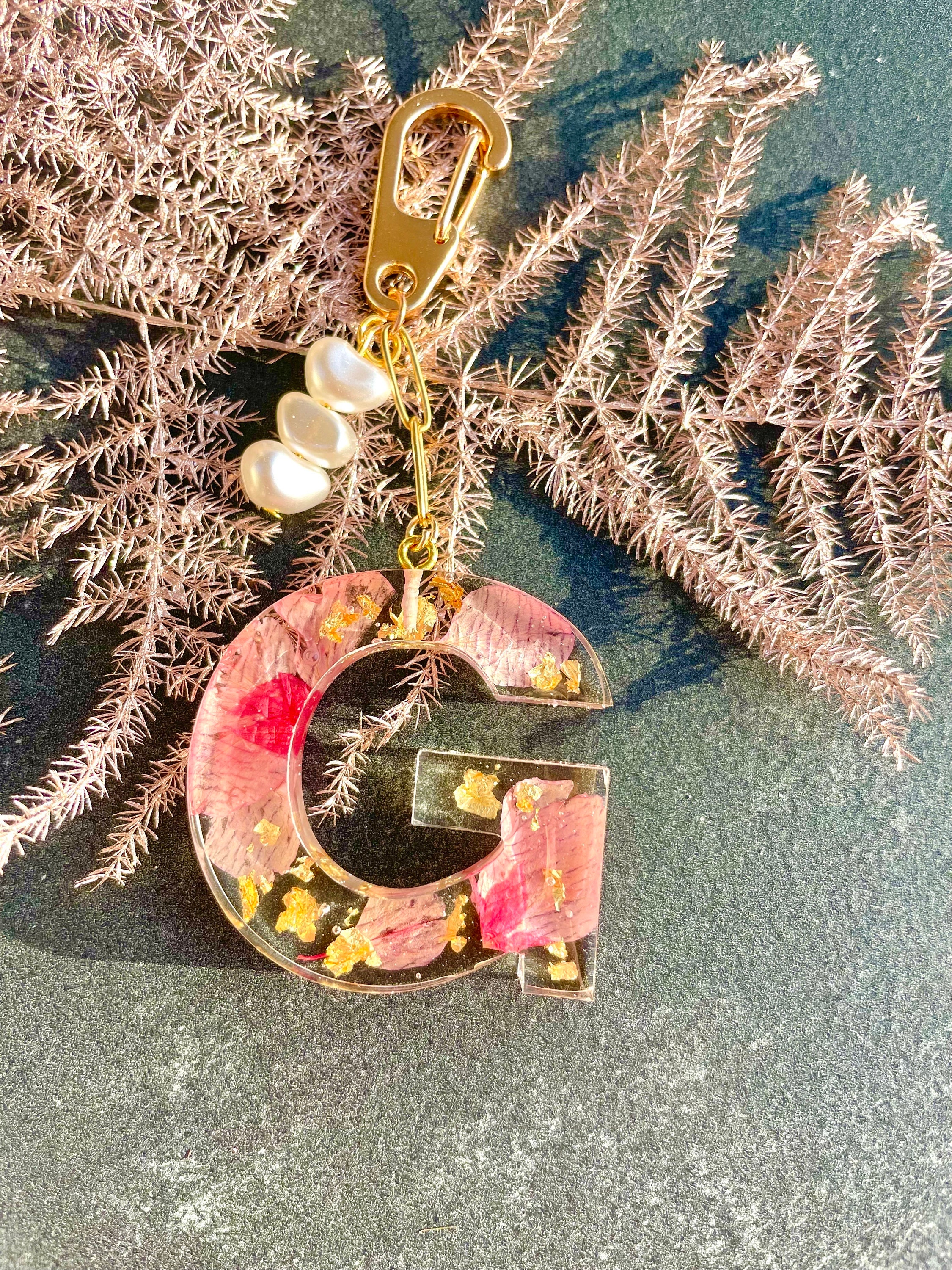 Floating Glitter Key Pendant with Lobster Clasp & Strap Sakura Cherry  Blossoms Hanging Decor for Car Bag Gift for Girls