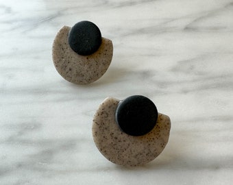 Modern Granite Statement Stud Earrings