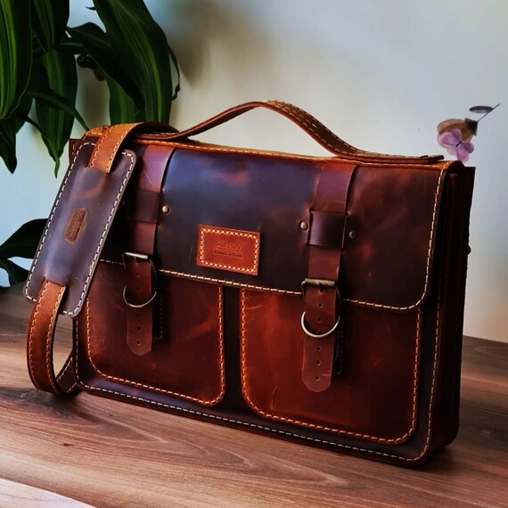 Laptop Bags for Men 15 Leather Briefcase Messenger Bag Etsy