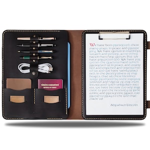 Custom Leather Portfolio Clipboard with Button | Leather clipboard | A4 portfolio, Business gift | Compendium clipboard