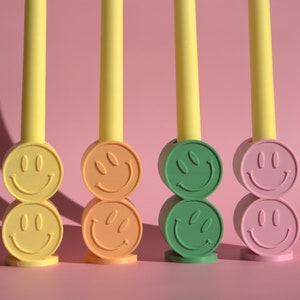 Candle holder colorful smiley, candle holder colorful for taper candles, maximalist design, for dip dye candles, gift idea, girlfriend, birthday