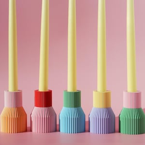 Candle holder colorful and ribbed Color Blocking Mini, candle holder colorful for taper candles, gift idea, dip dye candles, birthday