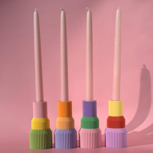 Candle holder colorful and ribbed Color Blocking Midi, candle holder colorful for taper candles, gift idea, dip dye candles, birthday