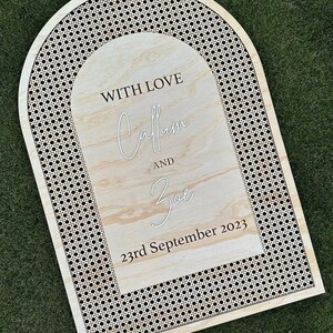 Wedding or Event Rattan Plaque/Sign - Custom personalised timber welcome sign - Coastal Boho decor styling