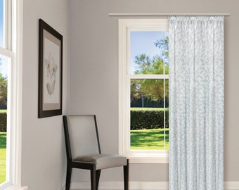 HILYMI Organic Loops and Plissee Tape Curtains - Gardine Blätter Bio-Baumwolle Fertigvorhang mit Schlaufen und Faltenband B 150 - H260 cm