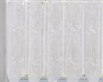 Stickerei Panel ""Ranke"" Weiß Kurzer Vorhang Bistro Panel Vorhang Cafe Style Vorhang Gardine - HILYMI