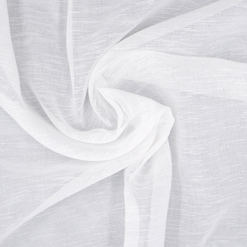 2er Sätze Maßgefertigter Transparenter Vorhang in Farben Weiß, Natur, und Grey, Maßanfertigung: bis zu 235 cm Höhe HILYMI Weiß