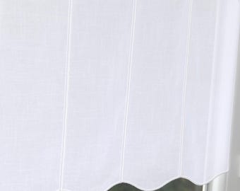 Linen-look Embroidered Off-white Window Valance – Bistro Curtain