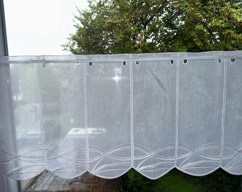 Weiße Stickerei Panel Wellen auf hellem Batist Vorhang, Kurzer Vorhang - HILYMI