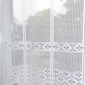 Scheibengardinen Bistrogardine Panneau Weiß Schwer Mit Augen Rautenmuster Curtain - HILYMI