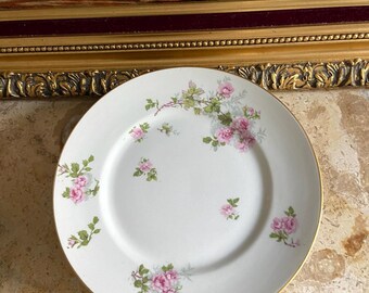 Assiettes Bernardaud Limoges Antiques : Fleurs Roses en Porcelaine