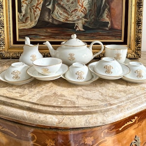 Service à thé Limoges antique, service à café Limoges, service à thé, porcelaine de France, service à café, Limoges du 19ème siècle, porcelaine ancienne